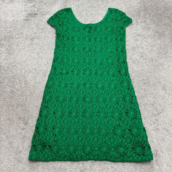 Anthropologie Dresses & Skirts - Cluny Anthropologie Crochet Lace Shift Dress Womens 8 Green Scoop Neck Cotton